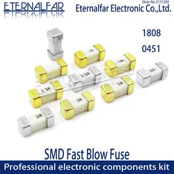 Gold Silver 1808 125V 250V AC 0451 SMD Fast blow Fuse 0.5A 500mA 1A 2A 3A 4A 5A 6.3A 8A 10A 12A 15A 500MA 750MA 2410 ultra-rapid