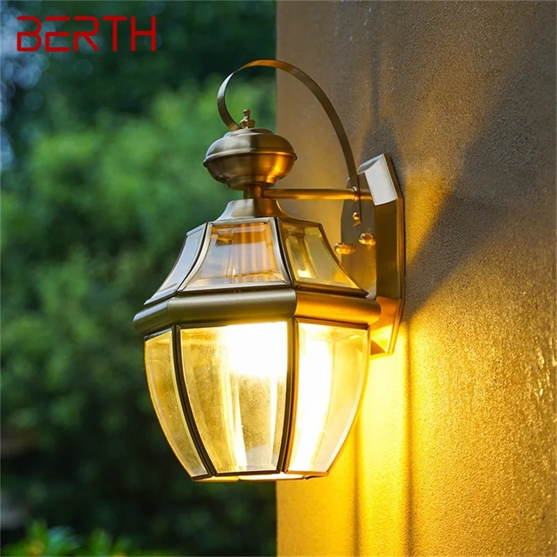 Liegeplatz Retro Outdoor Messing Wand leuchte wasserdichte IP65 Wand lampen LED-Beleuchtung für Home Veranda Innenhof