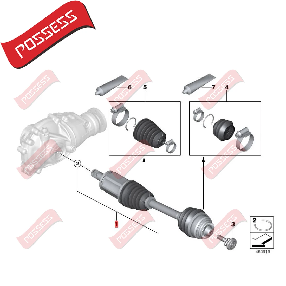 Front Axle Drive Shaft Assembly With Constant Velocity Universal Joint For BMW 5 Series G30 G31 G38 xDrive 2017-2023 31609884747