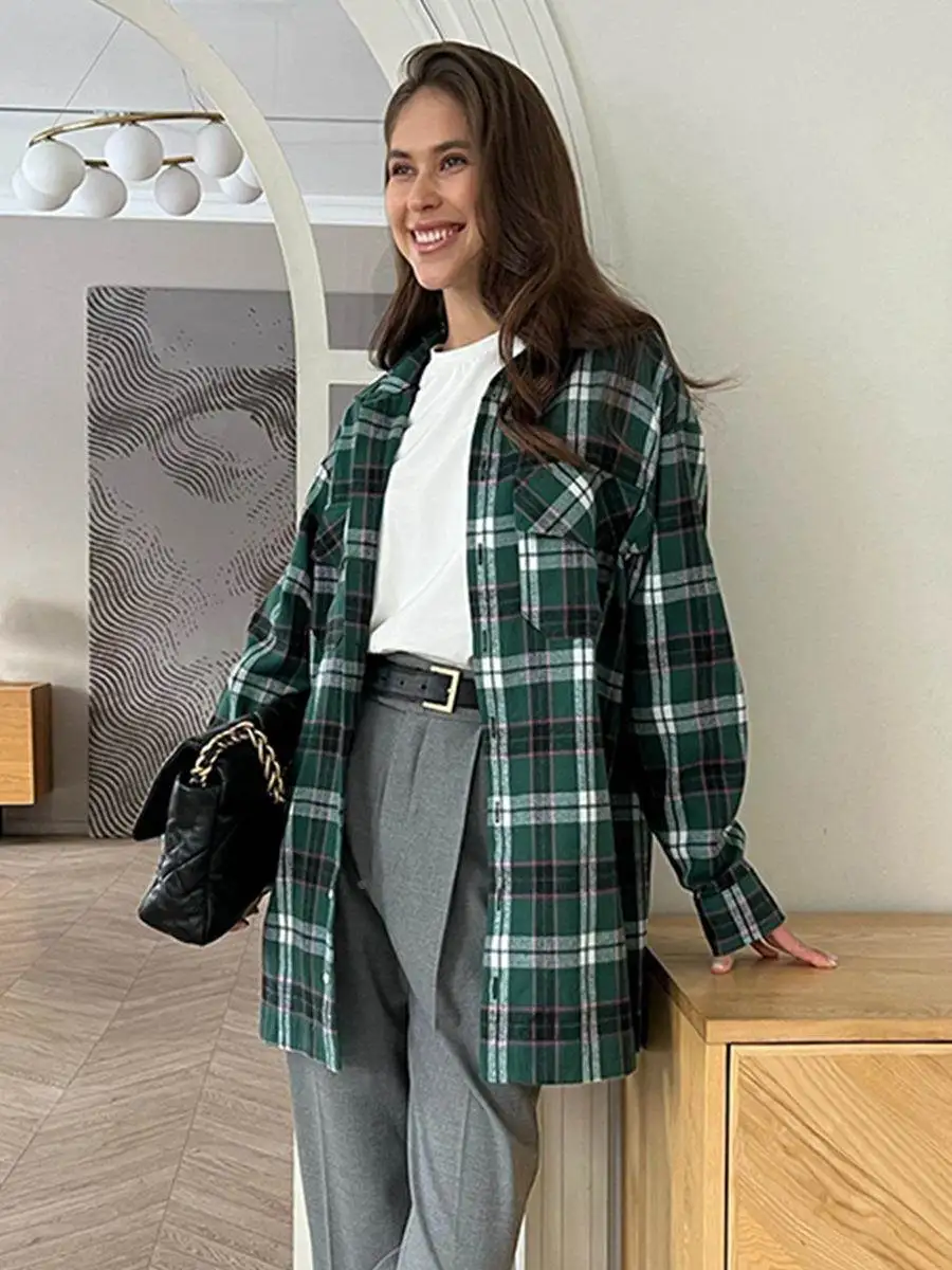 

College Sle Loose Long Sve irt for Women Commute Sle Turn-down Collar irt Other 00% Material Autumn 2025