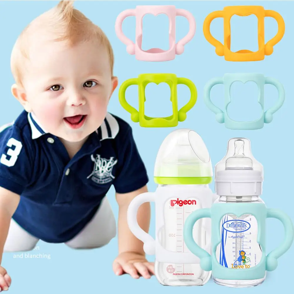 Multicolor Silicone Safety Wide Mouth Grip Baby Bottle Handles Universal Handle Feeding Bottles Accessories