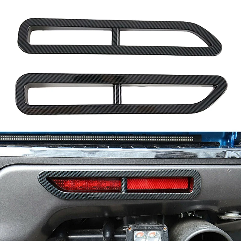 NEW-Carbon Fiber Rear Tail Fog Light Lamp Frame Cover Trim For Ford F-150 2017-2019