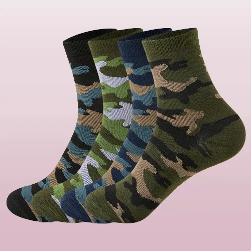 

2024 New 6/12 Pairs Spring And Autumn Men's Mid-tube Camouflage Army Green Short Socks Casual Comfortable Breathable Socks