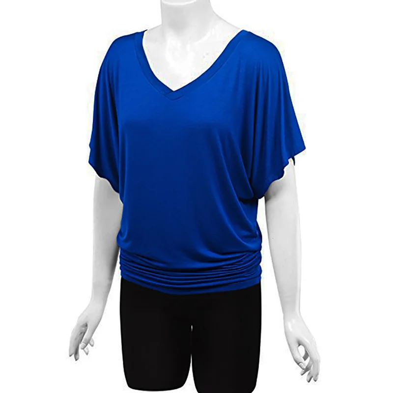 플러스 사이즈 여성 티셔츠 S5XL 캐주얼 빅 레이디스 블라우스 탑 스트리트 슬레 루즈 핏 오트 슬리브 브이넥 여름 얇은 원단