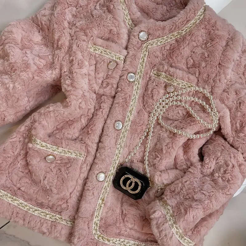 2023 New Winter Faux Fur Coat for Women Lamb Plush Fluffy Short Jacket Autumn Elegant Thick Warm Parka for Women