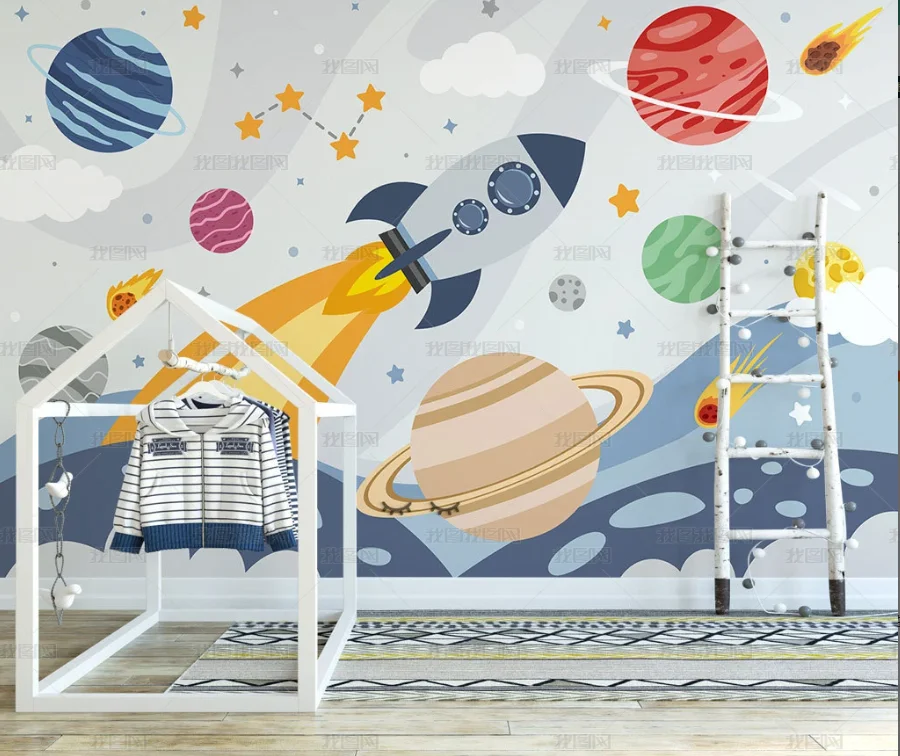 beibehang Customize the latest style of wallpaper for boys' bedrooms, living rooms, space, children's rooms, and backgrounds