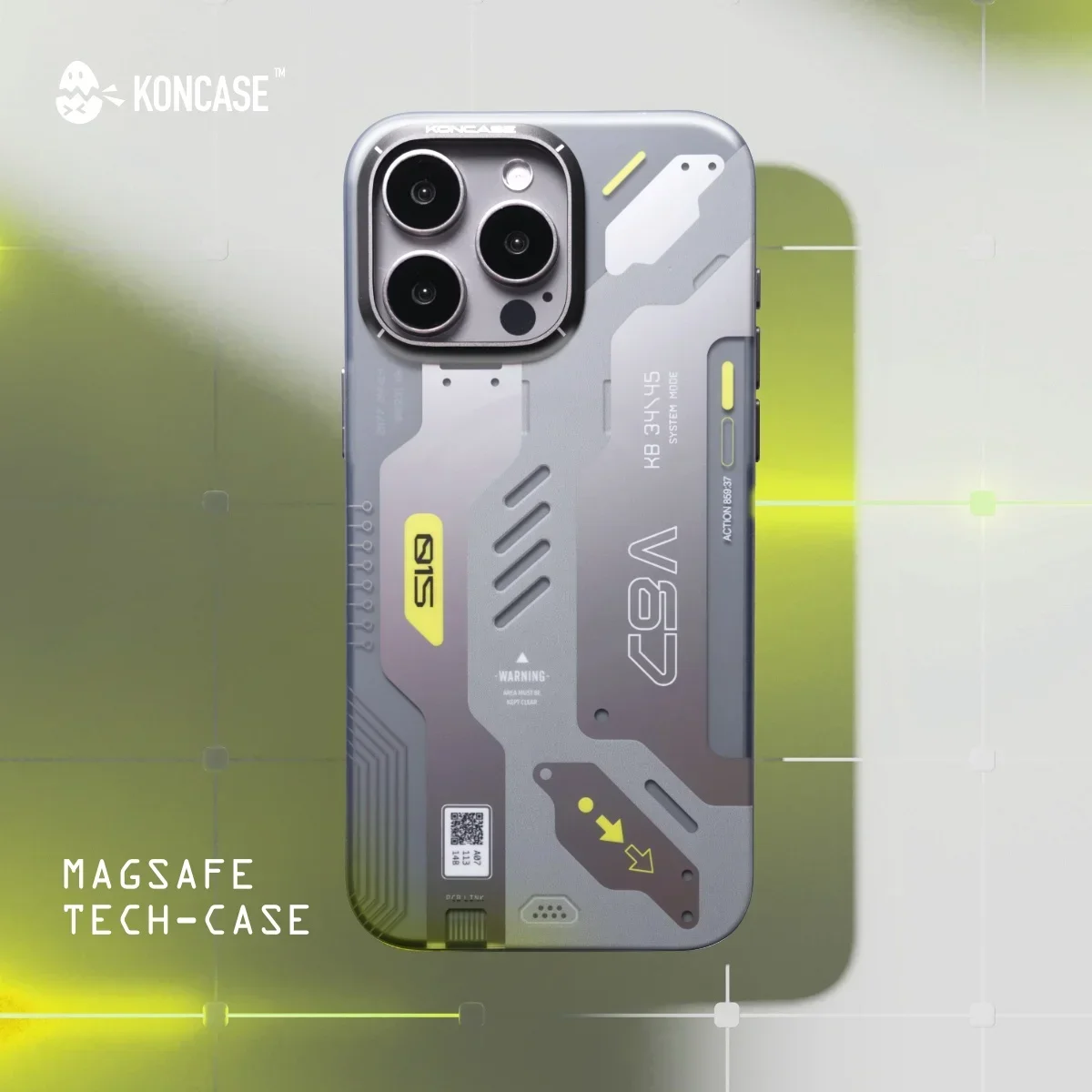 Koncase Mobile Phone Case Cool Punk Magnetic Charging Machine Tpu Custom for Iphone 16 Pro Max Iphone 14/15 Mobile Phone Case