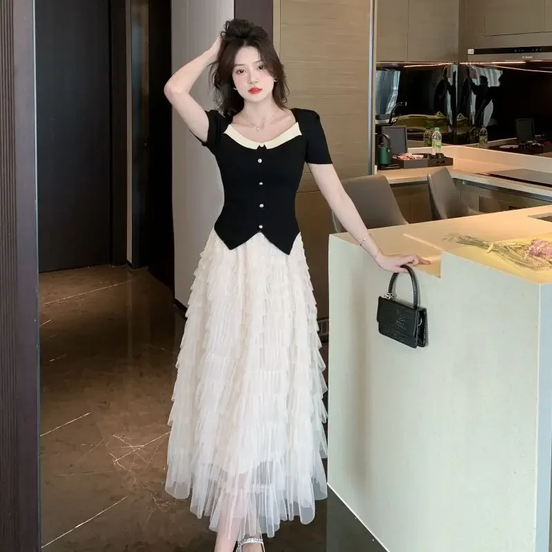 

Kawaii Female Outfits Formal Occasion Stylish Korea Clothing Trend 2025 Full New Matching Festival Women's Two Skirt Piece Set