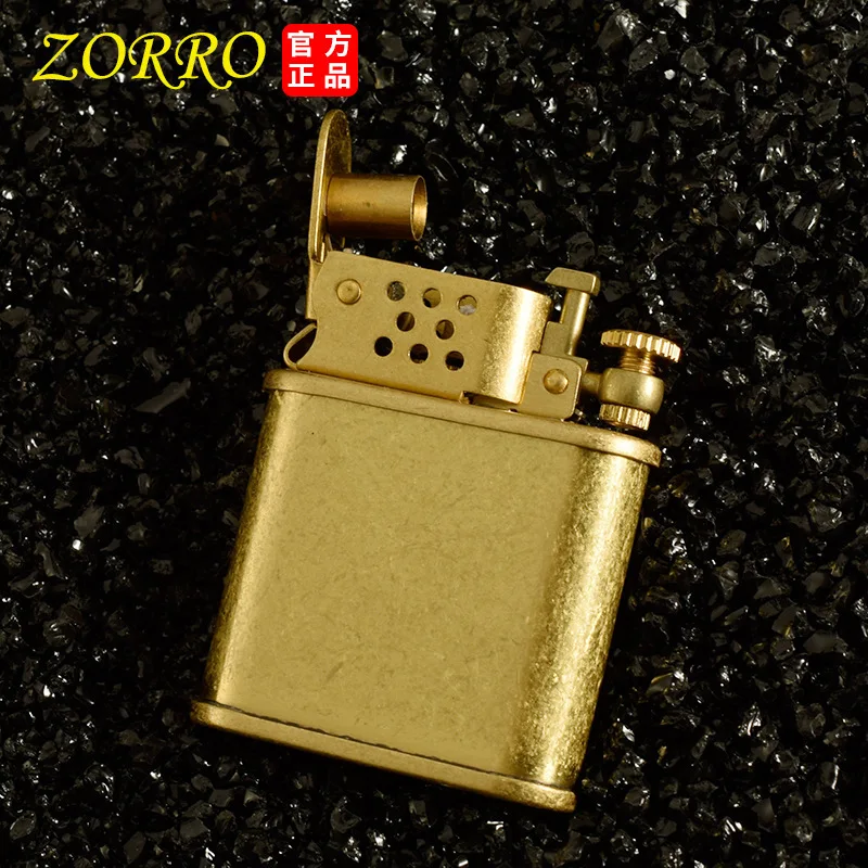 ZORRO Brass Windproof Kerosene Lighter Automatic Ejection Ignition Pure Copper Lighter Retro Gift Men\'s Smoking Accessories