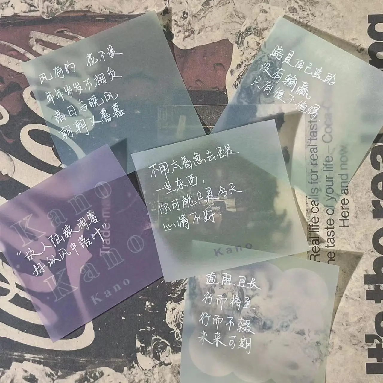 50ssheets Sticky Note Paper, Transparent Sticky Notes, Non-sticky Message Paper Memo Pad Korean Stationery