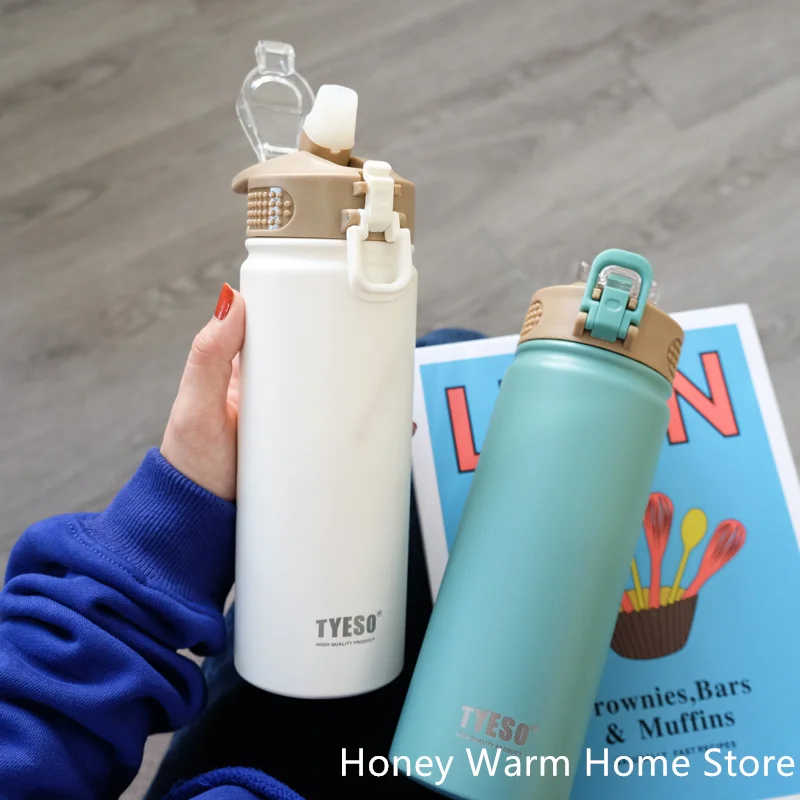 

Thermal Water Bottle With Straw 750/600ML Stainless Steel Bottle Outdoor Sports Keeps Cold and Heat High Capacity Thermos Bottle