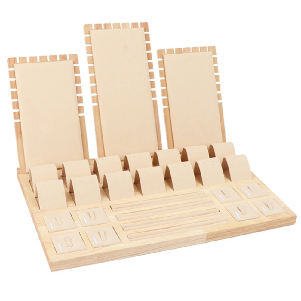 

High Quality Wooden Velvet Jewelry Display Earring Display Stand Ear Stud Earrings Holder Rack Storage