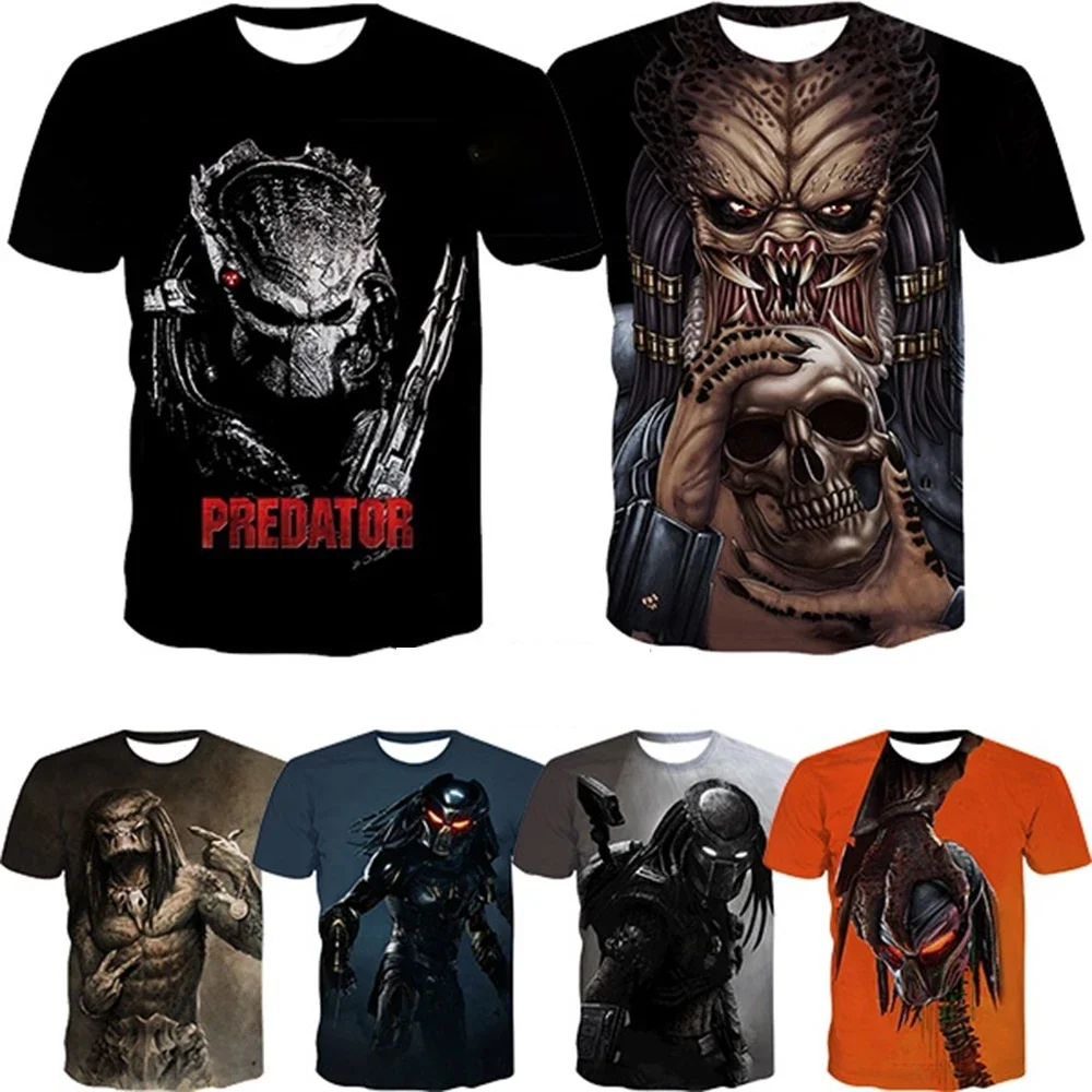 Creative Horror Design Predator 3D Printing Summer Fashion Leisure Cool Personality Street Style Short Sleeve