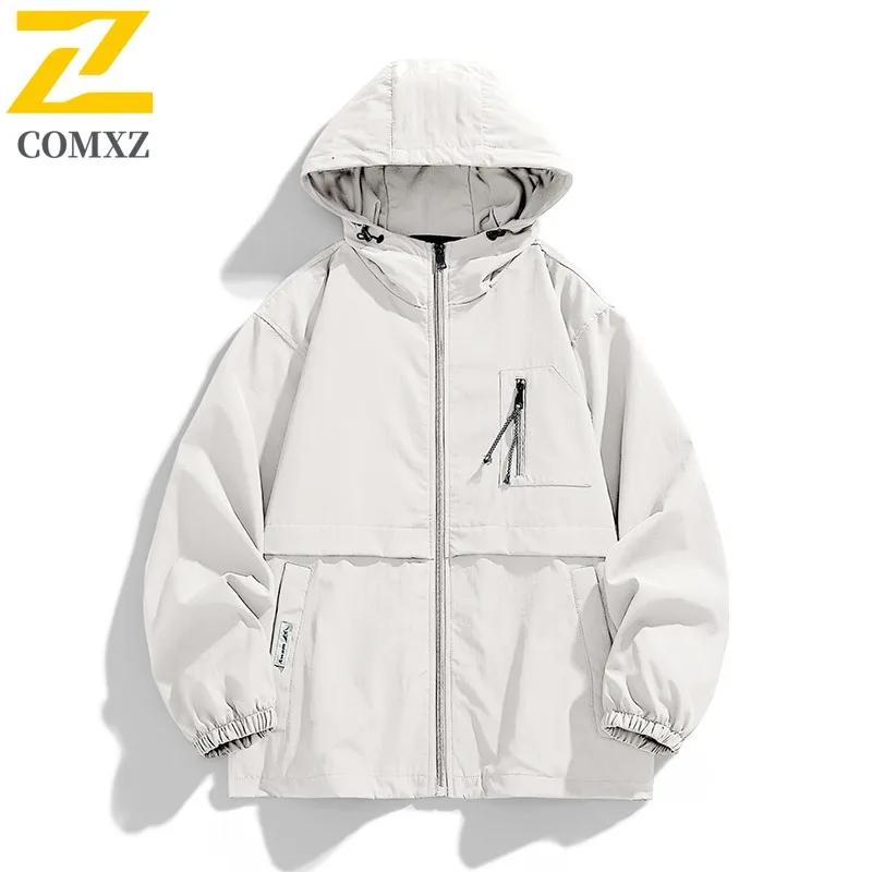 سترة خريفية مقاومة للماء بغطاء للرأس مقاومة للرياح سترة واقية خارجية للمشي لمسافات طويلة ملابس العمل على طراز الشارع الحضري خفيفة الوزن