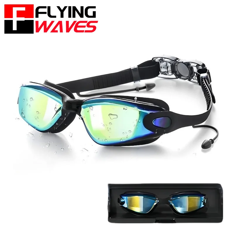 

Очки для плавания с линзами с покрытием и берушами, не протекающие, полная защита, анти-УФ-очки для бассейна для взрослых, мужчин, женщин, молодежи