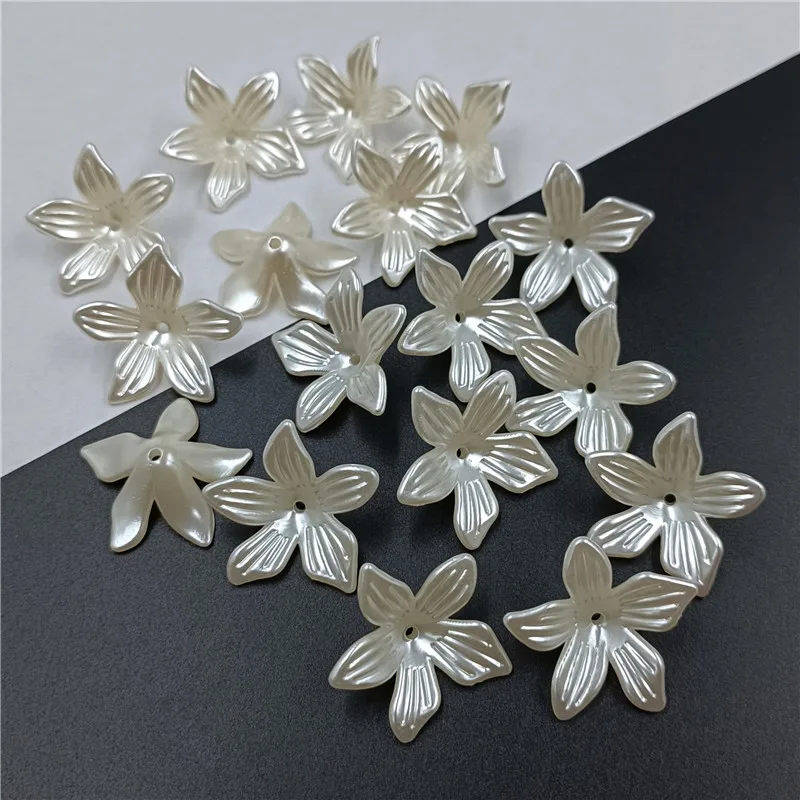 10/20pcs/lot ABS Imitation Pearl White Beads Caps Hairpin Brooches Needlework Jewelry Making Craft DIY Accessories