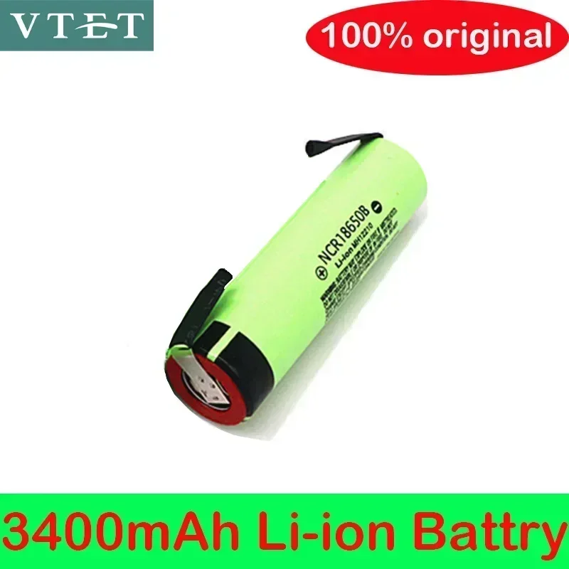 2024 Vtet Nieuwe 100% Originele Ncr18650b 3400Mah Batterij 3.7V Oplaadbare Li-Ion 3.7V 18650 Batterij 3400Mah + Diy Nicke + Nieuwe Aankomst