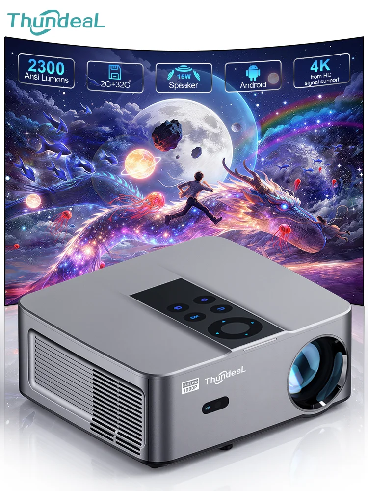 Thundeal プロジェクター TD98Pro ThundeaL TD98 ミニフルHD 1080Pポータブルプロジェクター Android 2K