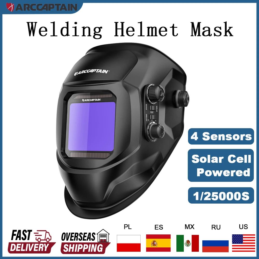 

ARCCAPTAIN Welding Helmet Auto Darkening Welding Mask 4 Sensors Solar Cell Powered For TIG MIG ARC Welder сварочная маска