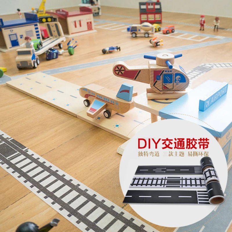 Gift Diy Road Rail Belt Sticker Road Toys Children's Puzzle Design Track Scene Can Be Used With Car Train Curve Pathway  B170