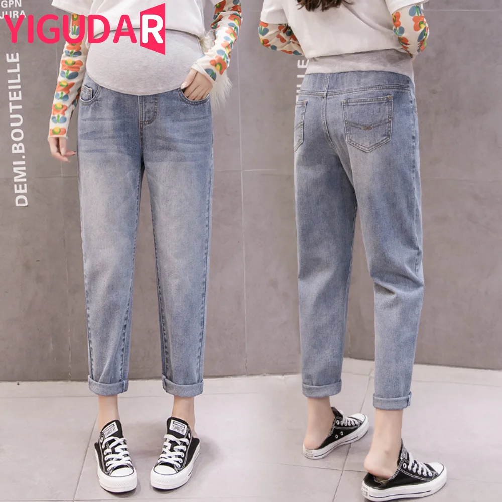 

Length Rolled up Stretch Denim Maternity Jeans Autumn Fashion Straight Belly Pants Clothes for Pregnant Women Pregnancy jeans