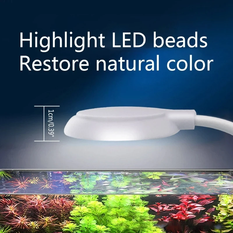 

Fish Tanks Clip on Light Adjustable Rotations Aquarium Lights LED Blue Lights Highlight Fish Tank Water Grass Light 5W USB Plug