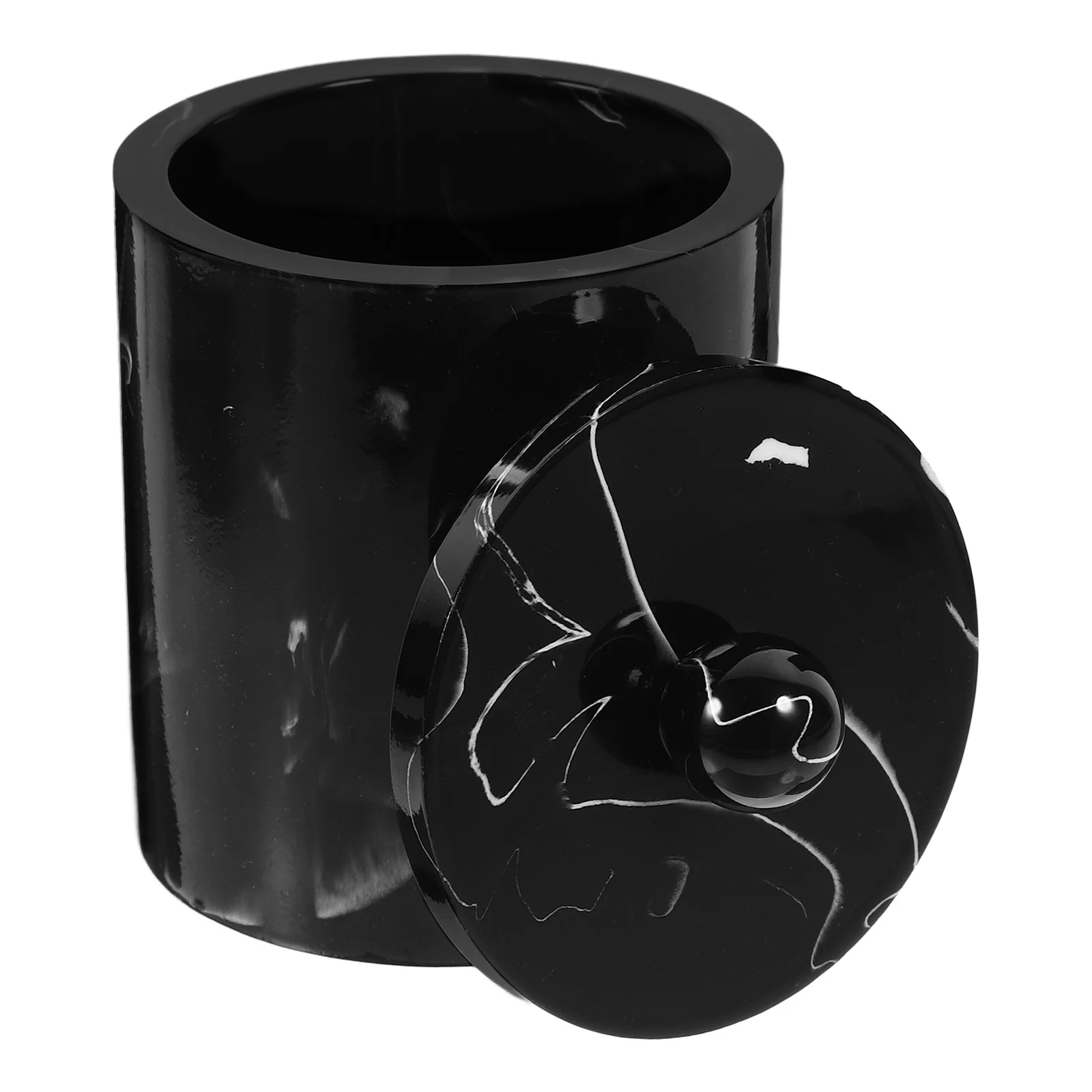 

Marble Pattern Cotton Swabs Holder Resin Storage Box With Lid For Toothpick Makeup Accessories Apothecary Jars Organizer