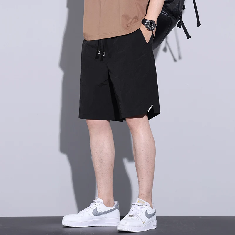 Summer Thin Ice Silk Casual Shorts for Men 2025 New Loose Straight-leg Trendy Brand Tennis Sports Five-point Pants