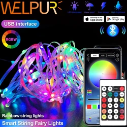 LED String Light Smart Bluetooth App Control Garland Waterproof Outdoor Fairy Lights For Christmas Holiday Party Birthday Decor