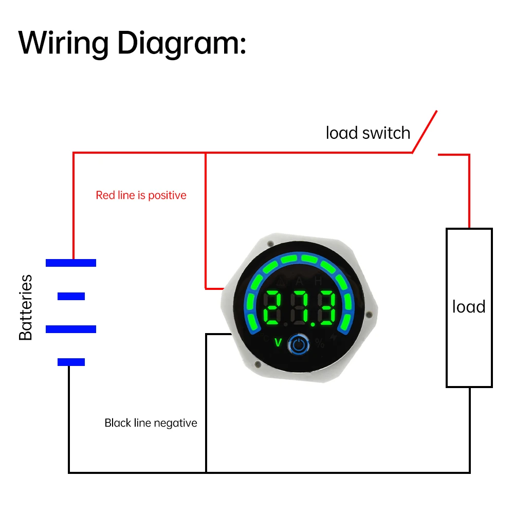 Hoge Precisie 2-Draad Circulaire Digitale Voltmeter Power Indicator DC7-100V Voltmeter Panel Volt Meter Monitor Gauge Display ﻿