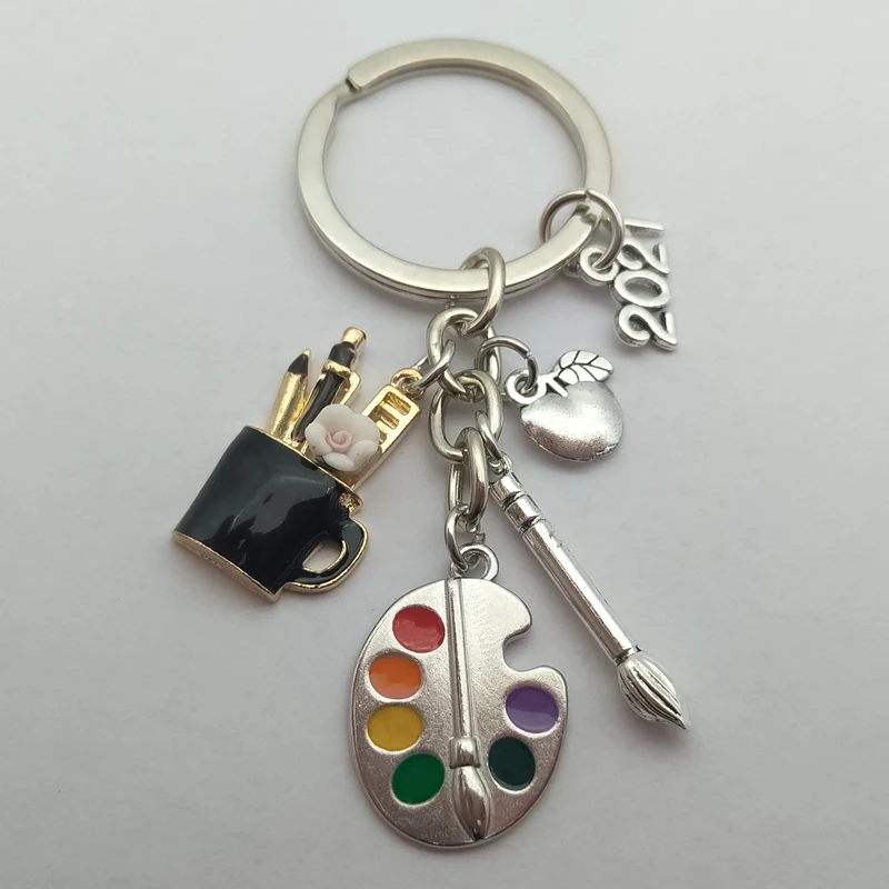 2021 new handmade color palette pen holder keychain, student keychain, key ring, student gift, handmade jewelry,