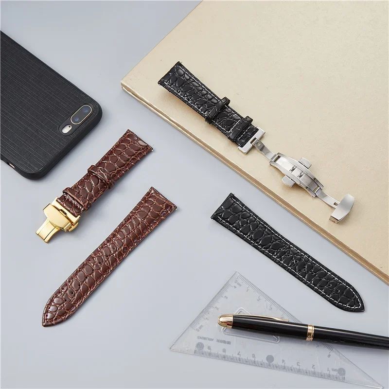 Crocodile Design Leather Watchbands 18mm 20mm 22mm 24mm Watch Accessories Wrist Straps for Samsung Galaxy Gear S3 Active 2