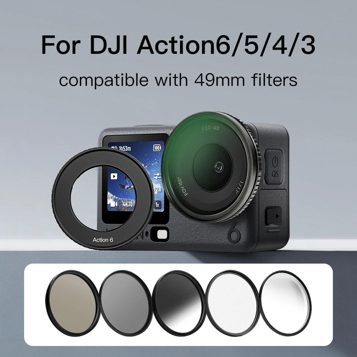 For DJI Osmo Action 6/5/4/3 Filter Holder Compatible UV/CPL/ND/Star/Black Mist/GND/Close up Filter Sports Camera Accessories