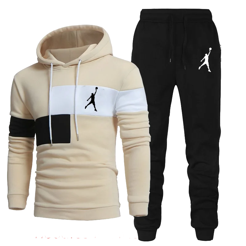 Casual Sports Hoodie Set Men\'s Tracksuit Hooded Sweatshirts and Jogger Pants High Quality Gym Outfits Autumn Winter Streetwear