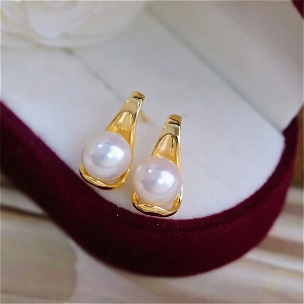 18K anting warna emas Hoops kualitas tinggi membuat perhiasan perlengkapan Diy temuan aksesoris tanpa mutiara E023