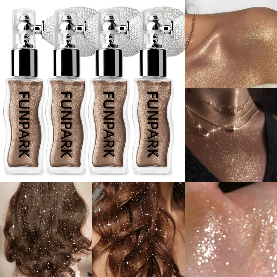 4 Colors 1PC Highlighter Powder Brightens The Whole Body Sparking Face Makeup Lasting Pearlescent White Brown Silver Cosmetics