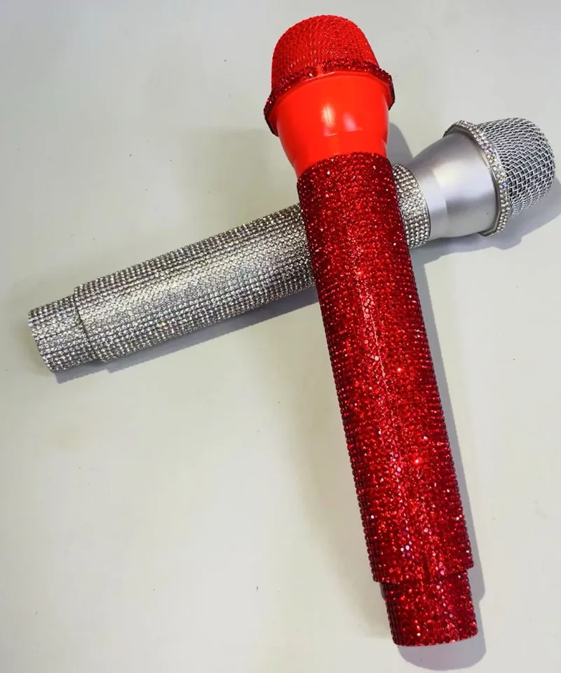 Accesorios de micrófono Artificial con diamante, micrófono de juguete para niños, micrófono falso, micrófono de juguete para entrenamiento, vídeo, escenario, fiesta cos