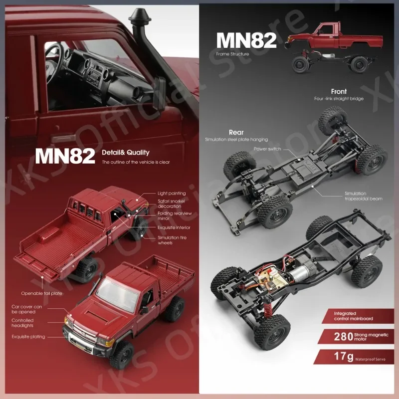 Mn82 rc sedan 1:12 tamanho completo 2.4g 4wd 280 motor de controle remoto caminhão captador off-road para meninos adulto presente modelo de simulação carro