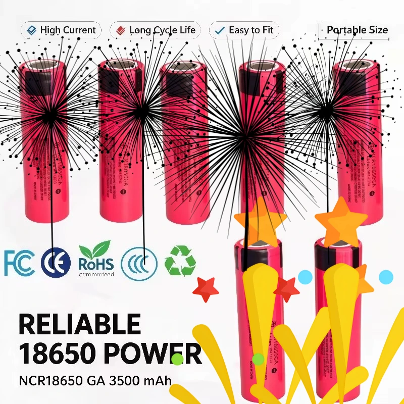 NCR18650 GA 18650 Lpega Li-ion Battery 3.7V 3500mAh 30A Discharge Cell Suitable for Toys Tools and Flashlights