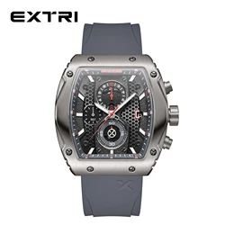 EXTRI Newest Trendy Design Luxury Quality Watches for Men Water Resistant Real Chronograph Sport Rubber Relogio With Metal Box