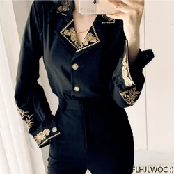 Elegant Office Lady Basic Shirts 2023 French Style Design Spring Long Sleeve Fashion Retro Vintage Button Embroidery Tops Blouse