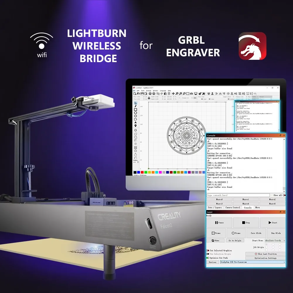 Mintion Laser Camera, for Laser Engraver/Cutter, Remote Monitor & Control, Positioning, LightBurn Wireless Bridge, 1080P Resolut