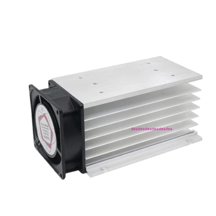 150*100*80 mm 80A three phase solid state relay SSR aluminum heat sink radiator with 220VAC fan and protective cover