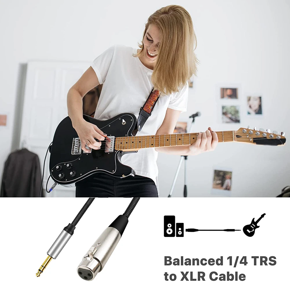 밸런스드 1/4 TRS 6.5mm 남성 - XLR 인터커넥트 케이블 XLR(3핀) - 6.35mm 오디오 브레이디드 케이블 (기타 마이크 스피커 믹서용)