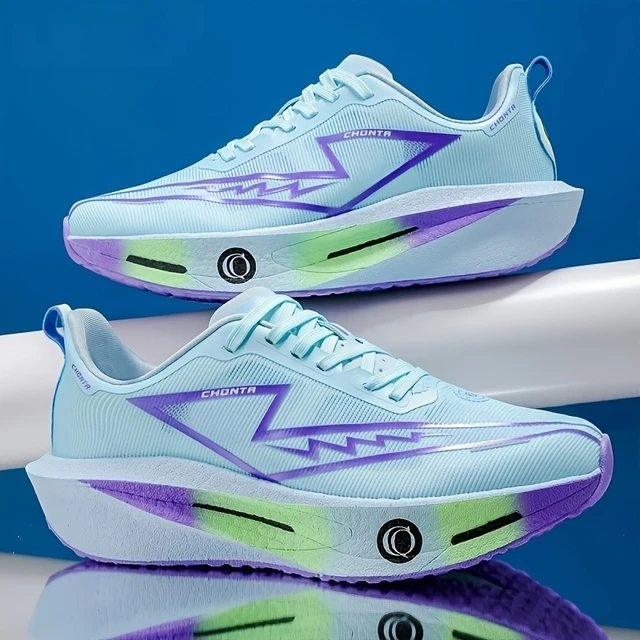 Męskie modne, wygodne buty sportowe do biegania - oddychająca cholewka z materiału, antypoślizgowa, odporna na ścieranie, amortyzująca podeszwa, sznurowane buty do biegania z okrągłym noskiem, odpowiednie na każdą porę roku.