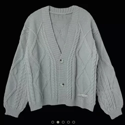 Autumn Winter Keep Warm Knitted V-neck Long Sleeve Women's Cardigans Sweater Coat Europe And America Fashion Solid Casual Tops