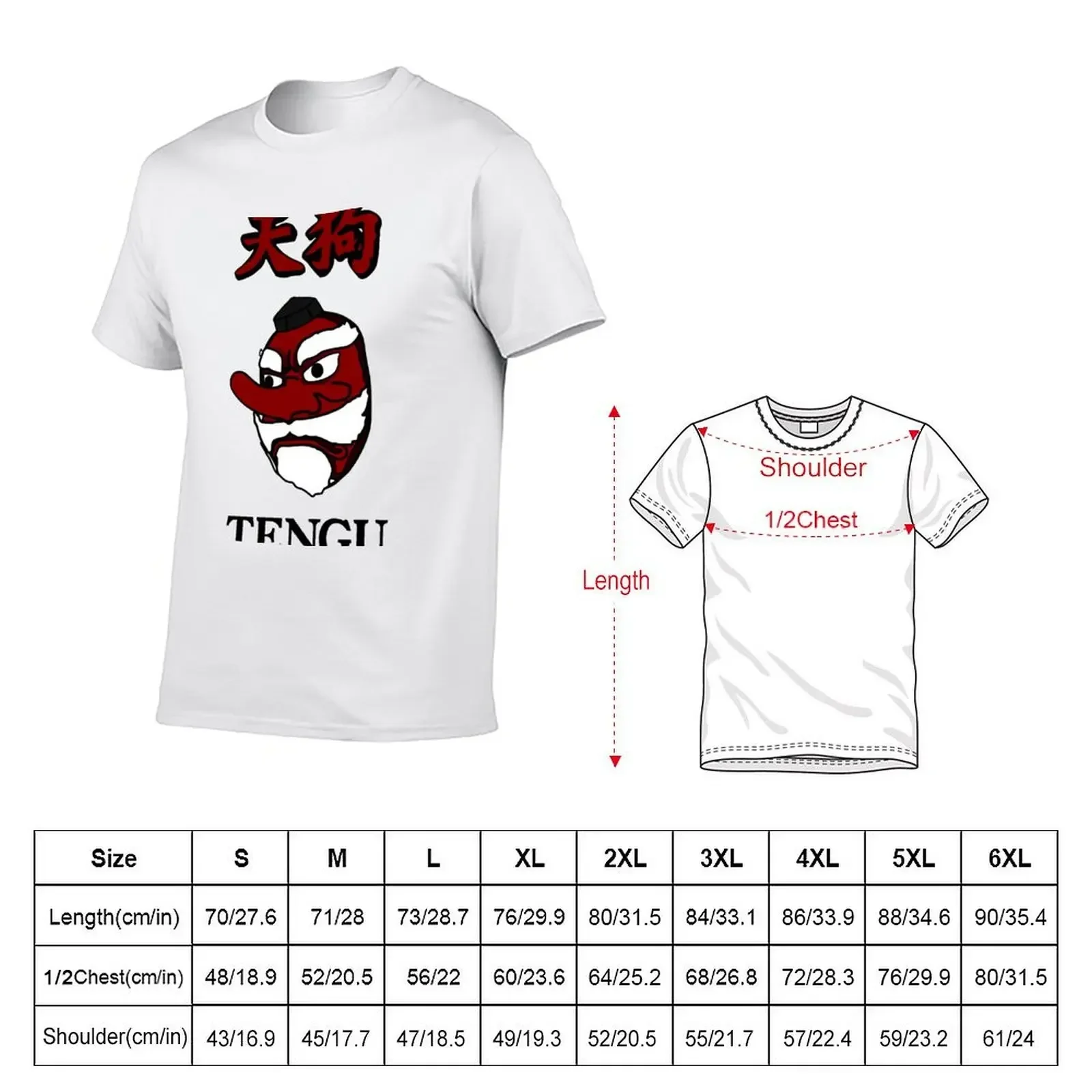 014 - Tengu T-Shirt cute tops anime clothes boys whites oversized graphic tee Men's clothing