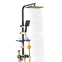 Luxury Shower Set  Shower Hand Sprayer Shower Head  Shower System  Black + Gold  Main Copper  for Home Hotel