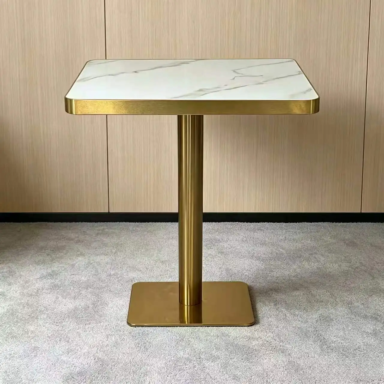 Commercial Hotel Cafe Hotel Premium Coffee Table Negotiation Table Aluminum Alloy Hemming Slate Dining Table