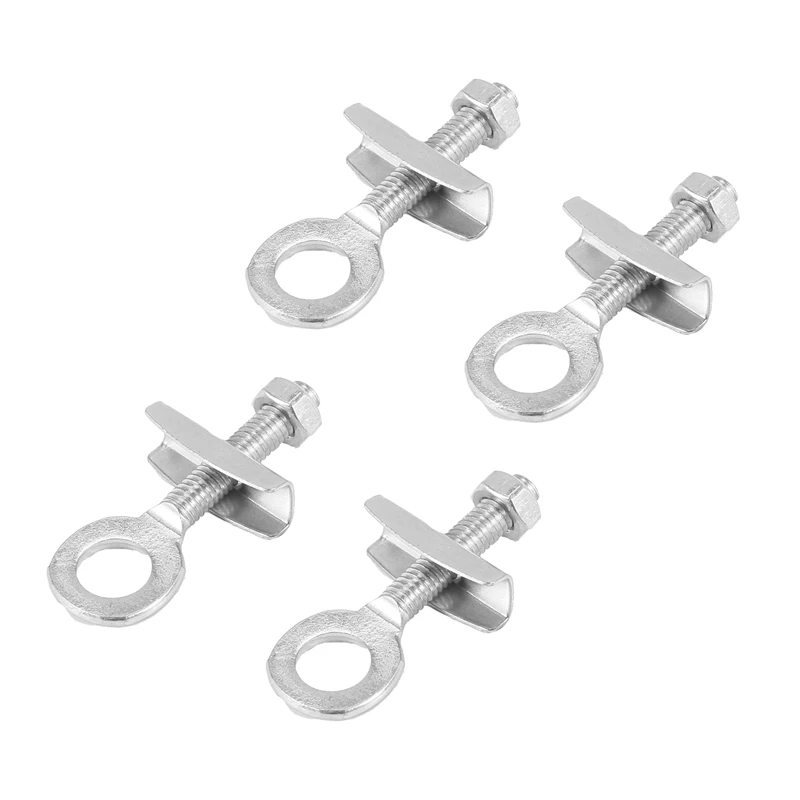 4 Pcs Silver Tone Metal Diamond Back Burly Donut Chain Tensioner